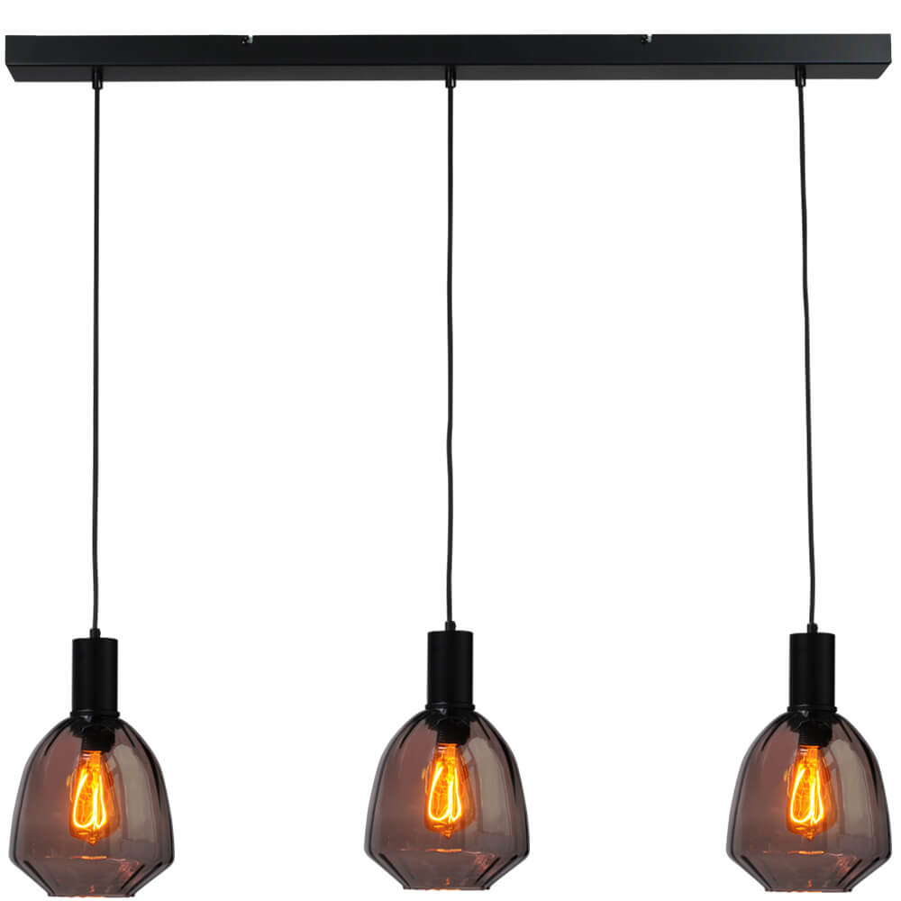 Masterlight 3-lichts hanglamp - zwart - Porto met Nicolette red glazen - 2711-05-05-100-3-13