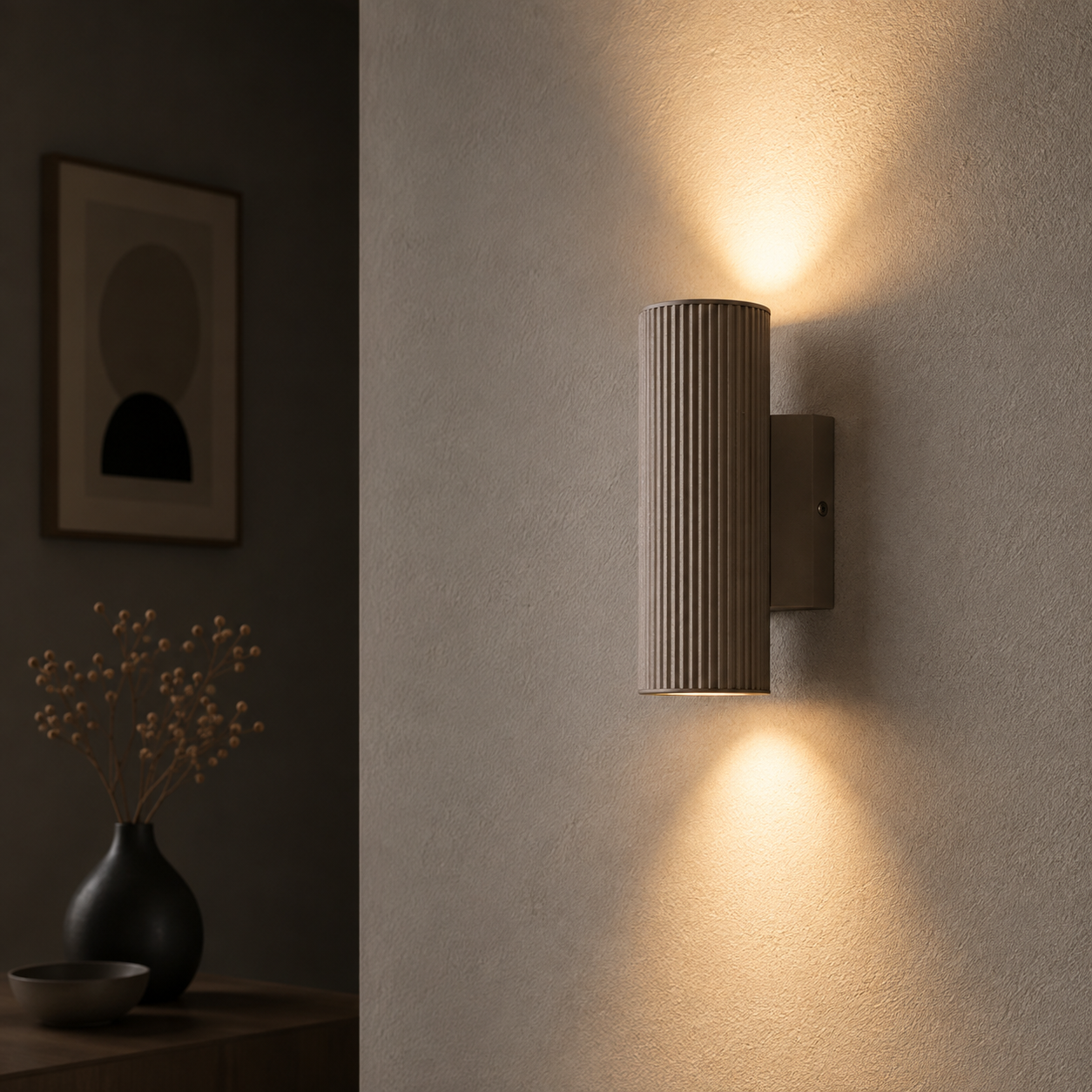 Artdelight Wandspot ribbels Ribella Bruin met zwart - WL RIBELLA BN