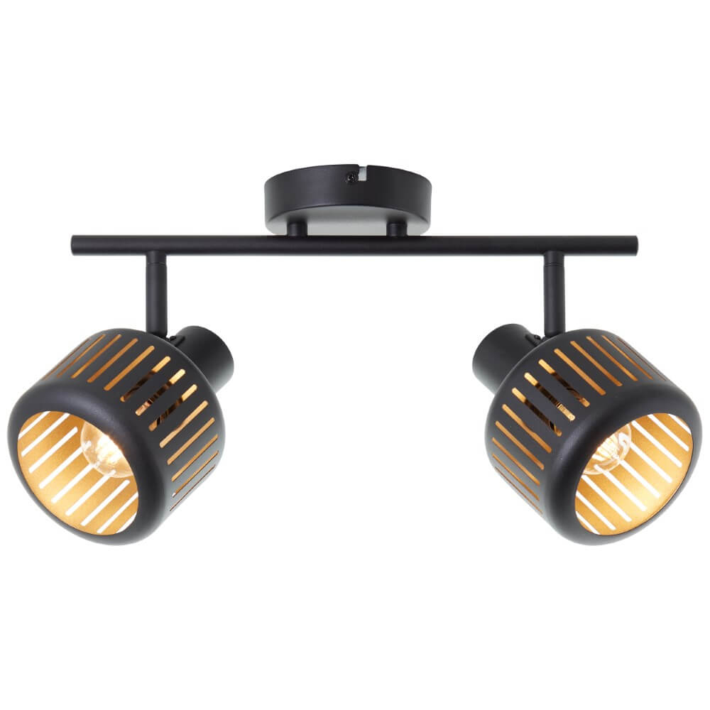 Brilliant 2-lichts plafondlamp Tyas zwart met goud - 99942/86