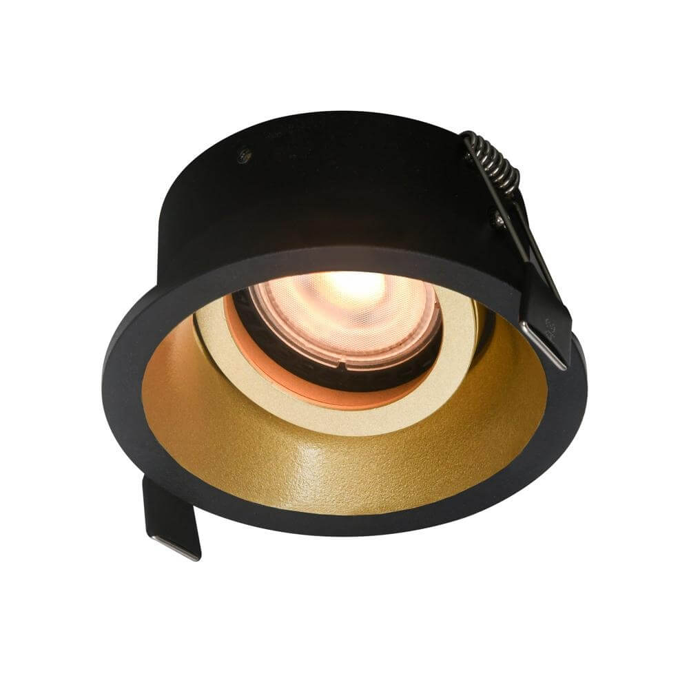 Artdelight Ronde inbouwspotRoura zwart met gouden binnenkant - IBS ROURA ZW-GO