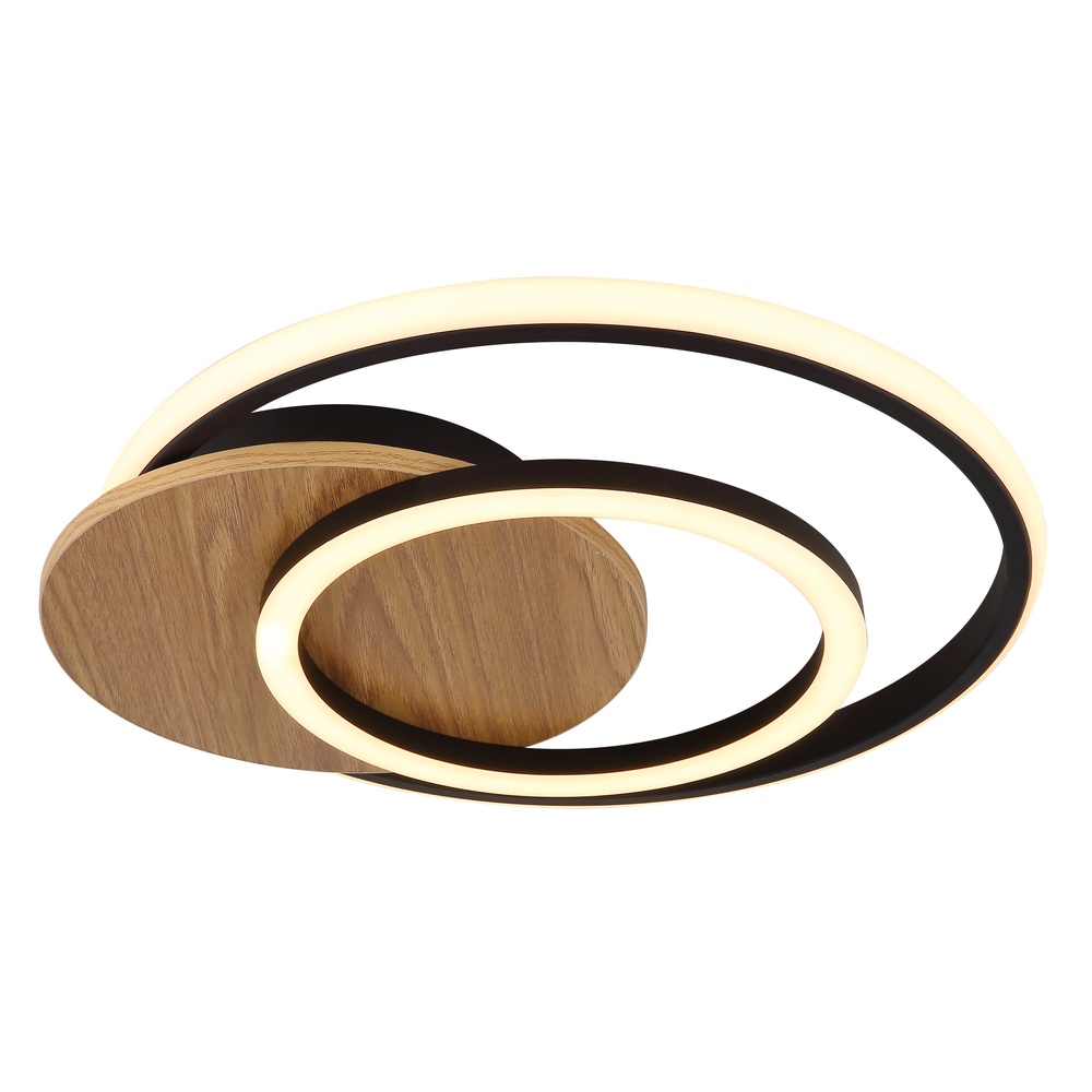Globo Design plafondlampJulio zwart met hout - 67331-24