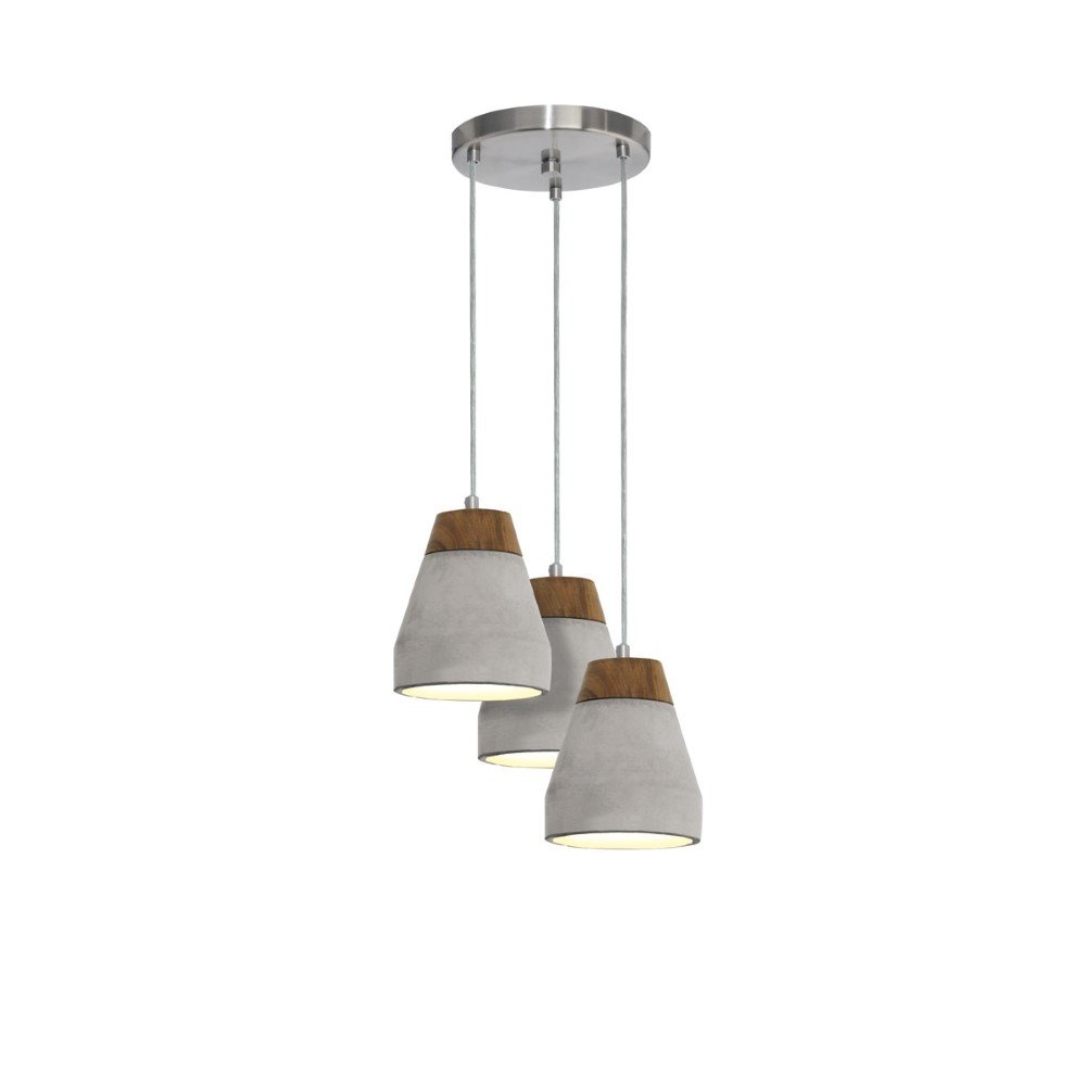 Eglo Hanglamp Tarega 3-lichts betongrijs met hout - 95526