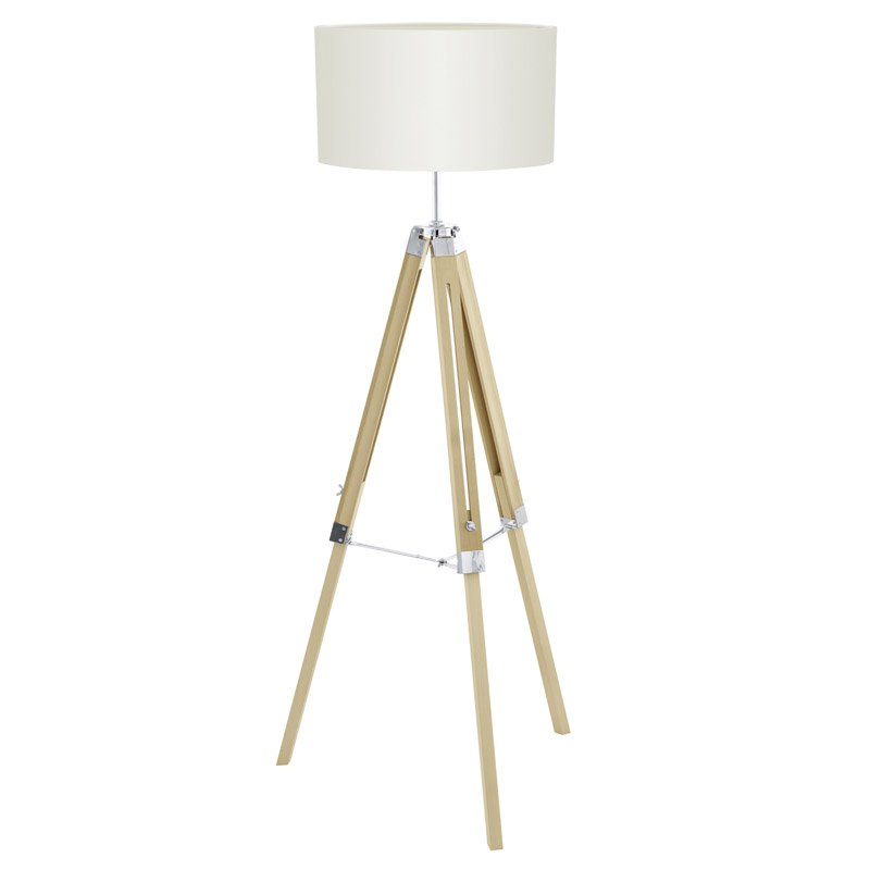 Eglo Landelijke vloerlamp Lantada 106cm Tripod hout met beige - 44114