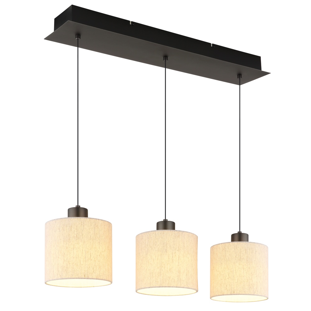 Globo Gunmetal hanglampThea 3-lichts recht - 31540308