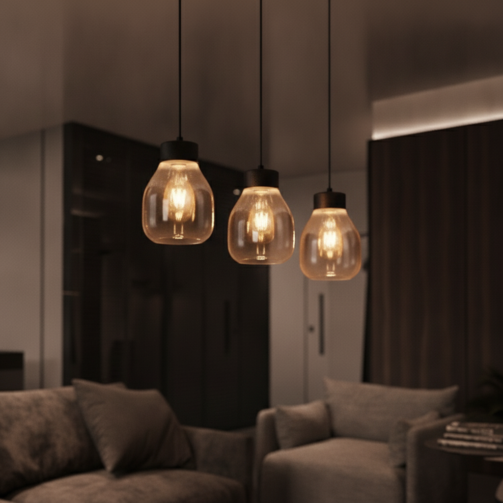 Lyora HanglampBlacu 3-lichts zwart recht - 110975