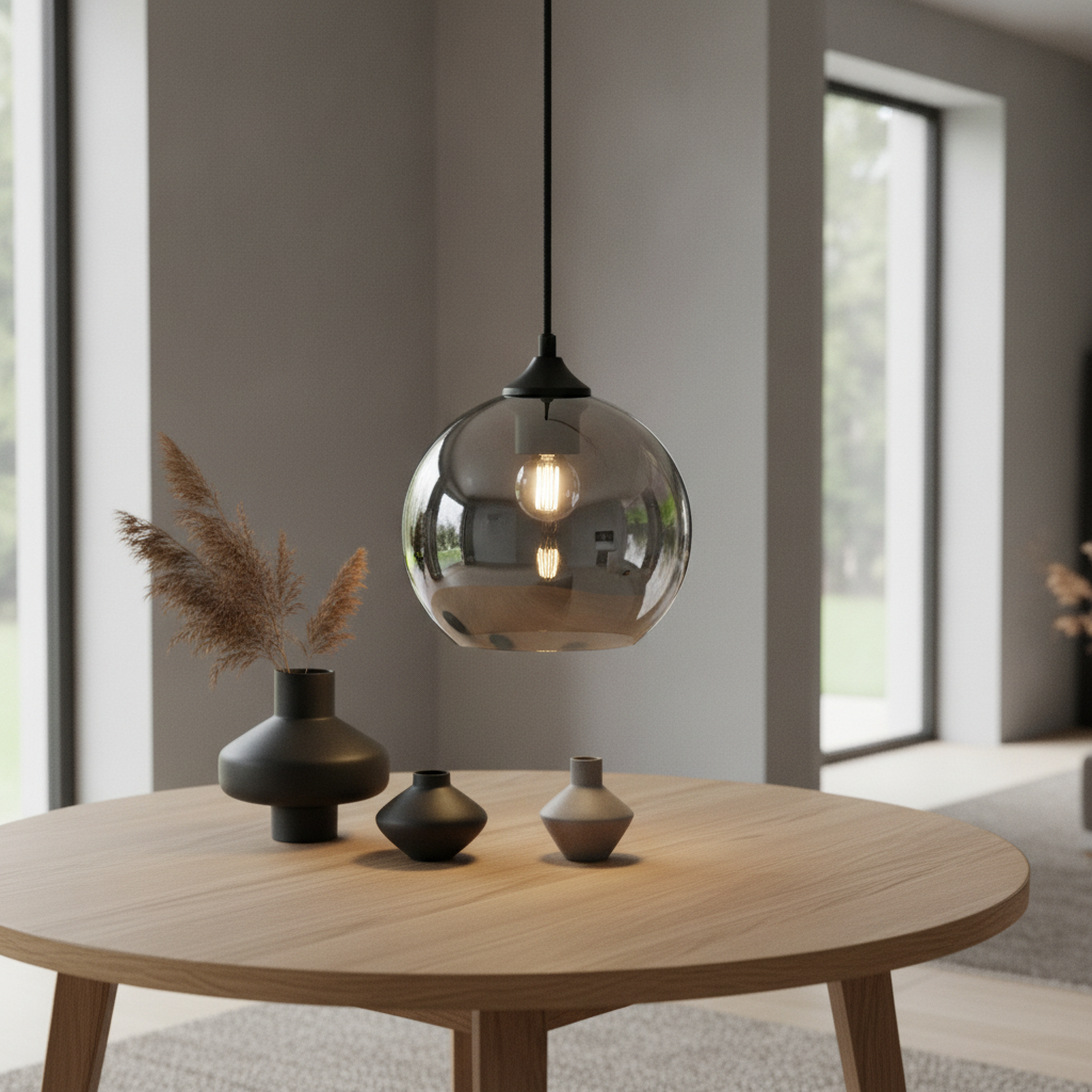 Artdelight Glazen bollamp Marino-20 Ø 20cm met titan glas - HL MARINO-20