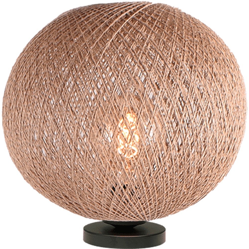 Masterlight Tafellamp Corda zwart met rotan Ø 30cm - 4235-05-30