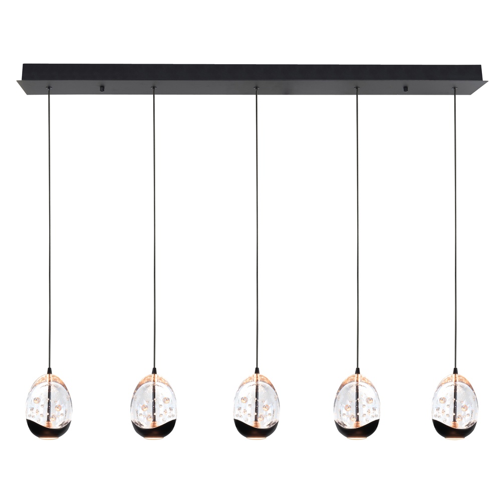 Highlight HanglampClear Egg zwart 5-lichts recht - H5458.20