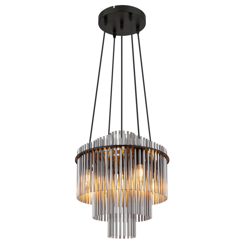 Globo Hanglamp Ø 40cm Gorley zwart met smoke glas staafjes - 15698H2
