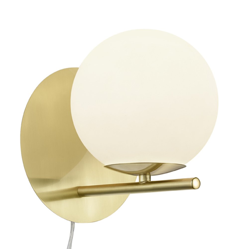 Trio Muurlamp Pure goud met wit glas - 202000108