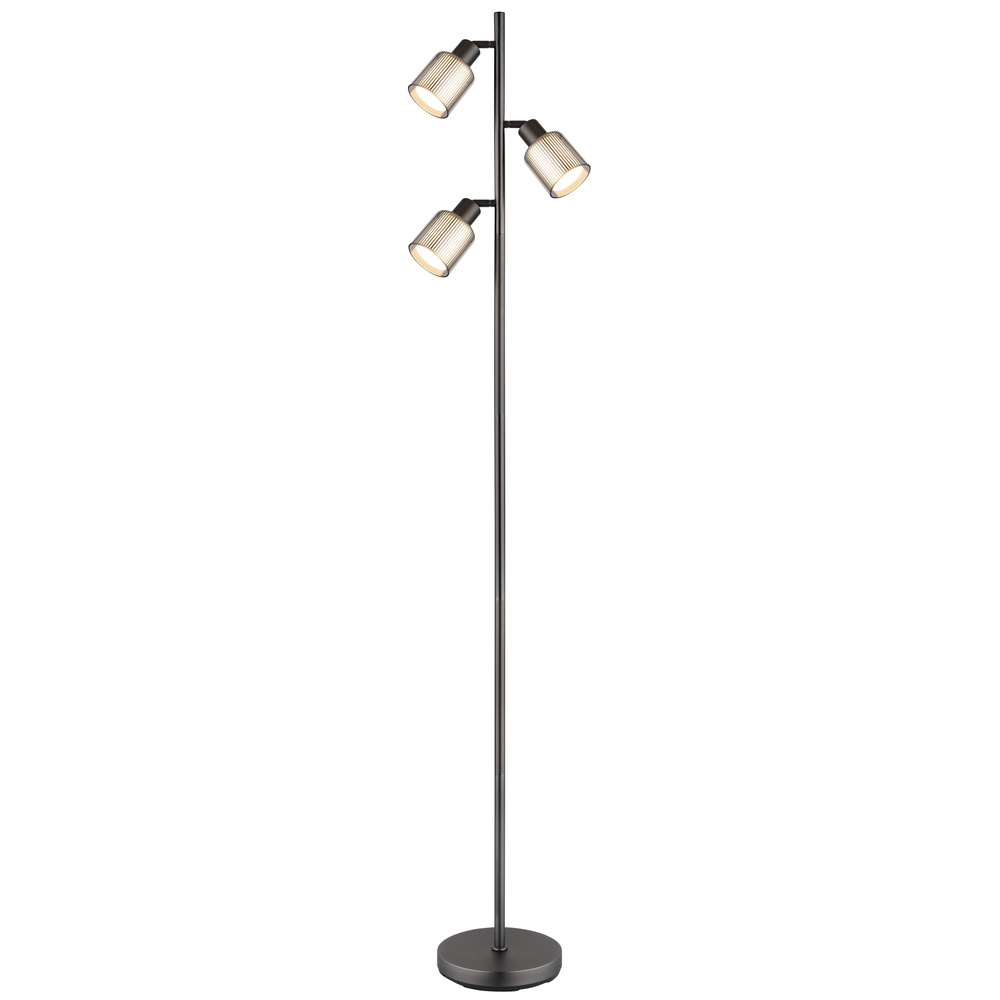 Globo Design vloerlamp Villegas 3-lichts gunmetal - 54456-3S