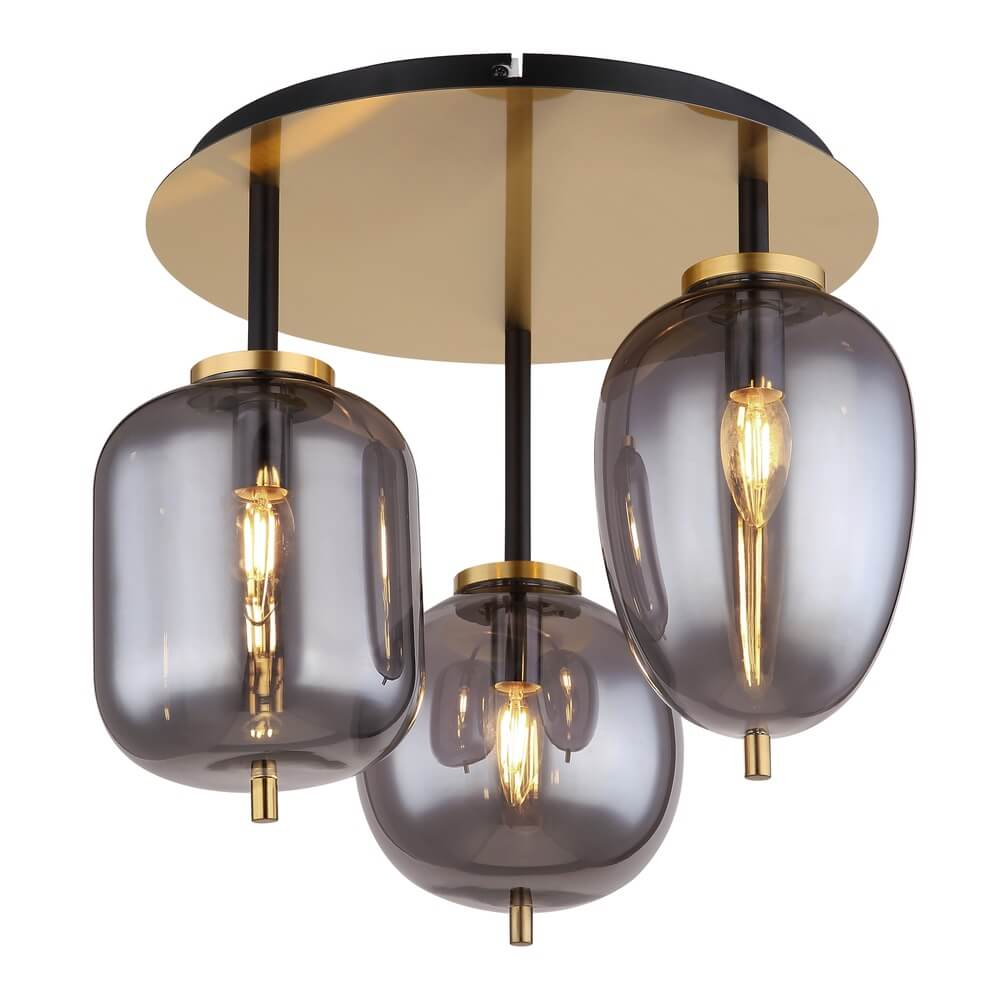 Globo Gouden plafondlamp Blacky I 3-lichts - 15345-3DMM