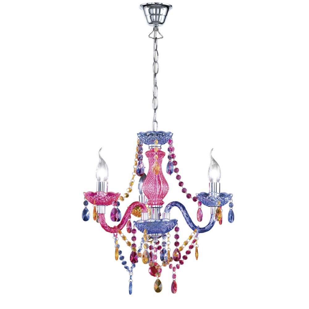 Trio KroonluchterLuster Crystal 40cm 3-lichts gekleurd transparant - R11073017
