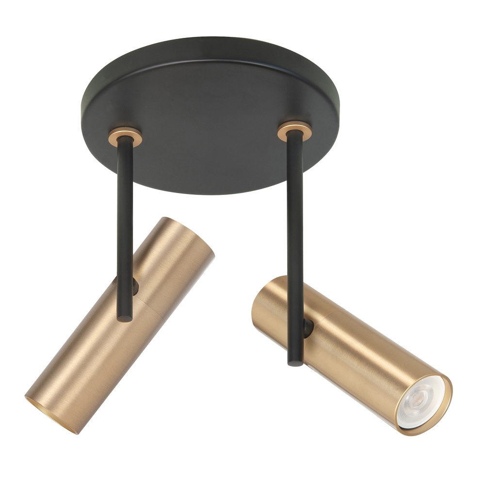 Highlight Zwarte spot Trend met messing 2-lichts rond - S7531.38