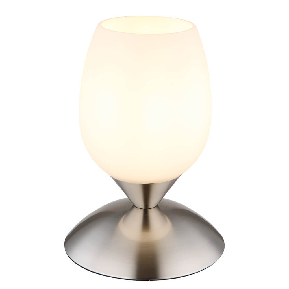Globo Tafellamp Kuwaita nikkel met wit glas - 24007N