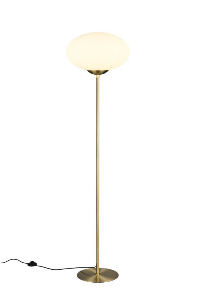 Trio Vloerlamp Fomento Ø 40cm - messing met wit glas - 463100108