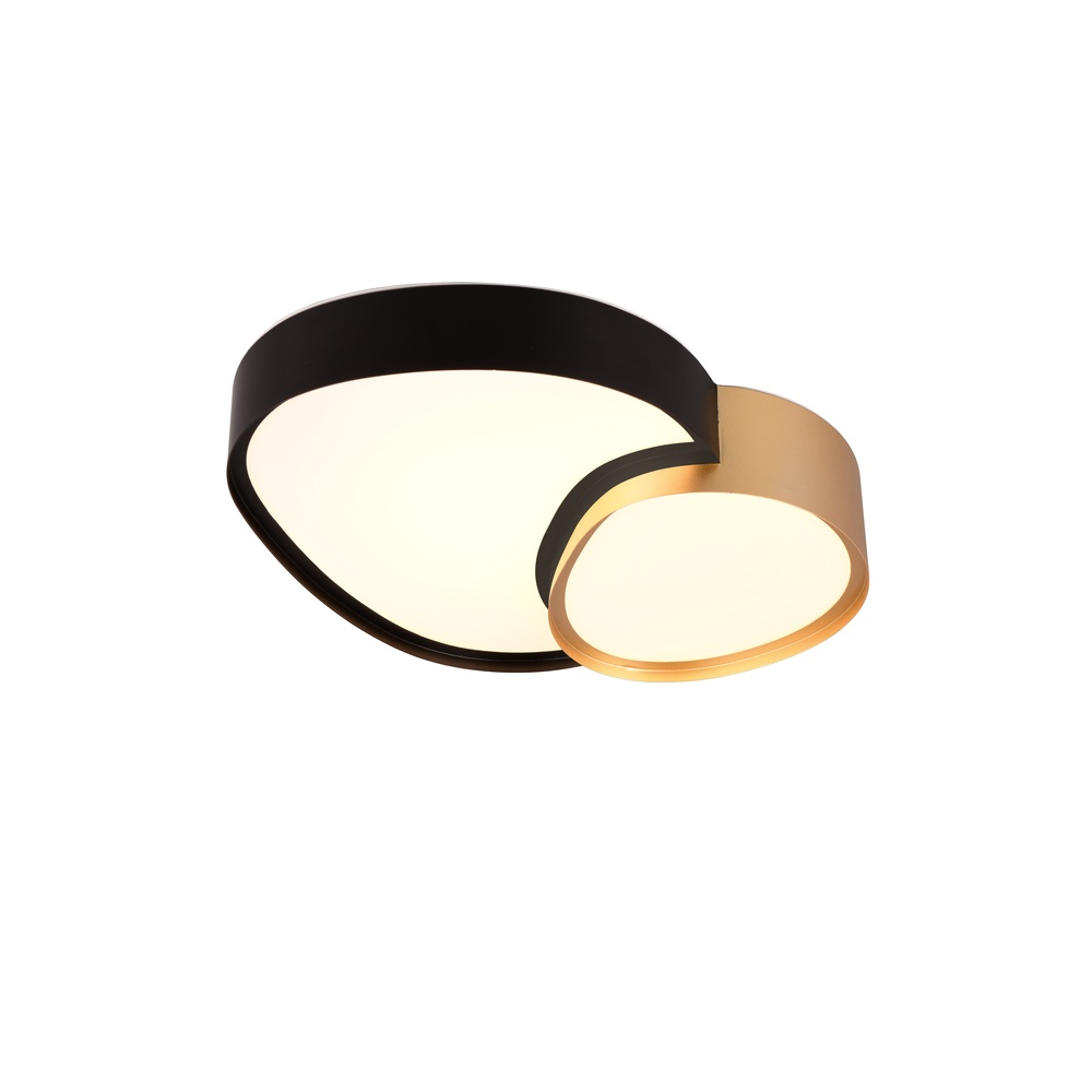 Trio Organische plafonniere Rise 43,5cm zwart met goud - 647510280