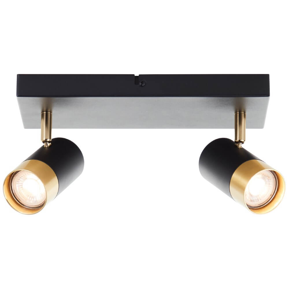 Brilliant 2-lichts opbouwspotVigolo zwart met goud - G03413/86