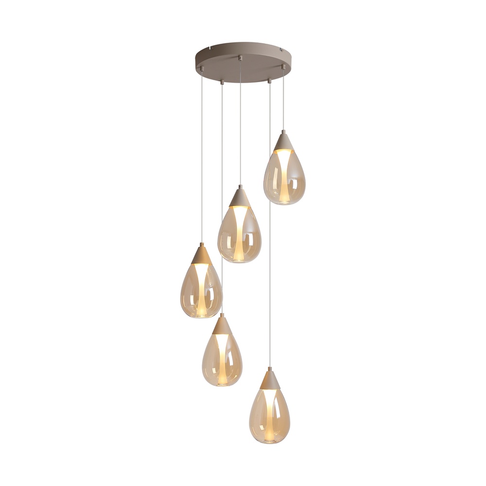 Design hanglamp Pear 5-lichts zand bruin