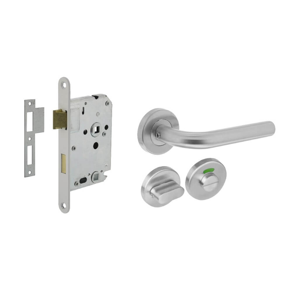 Intersteel Compleet deurklinksetRecht toilet RVS en wit - 0035.210001