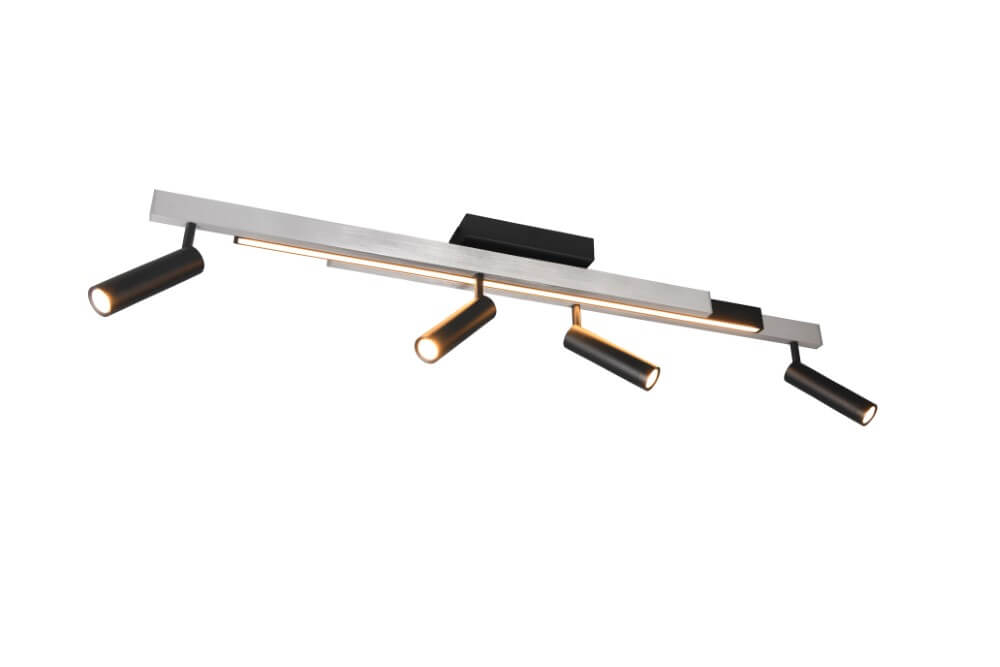 Trio 4-lichts led spotZeno metaal met zwart - 648310505