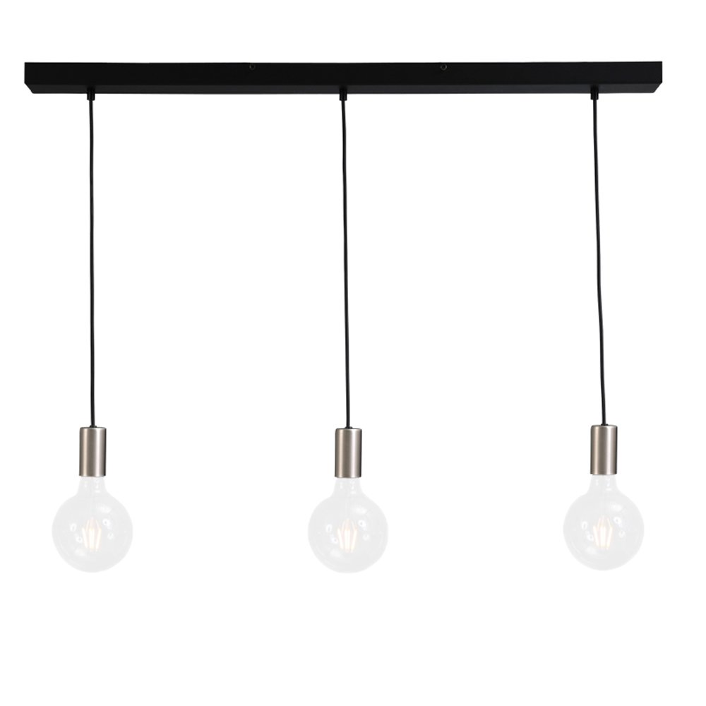 Masterlight Nikkelen pendel hanglamp Concepto 3-lichts zwart met metaalgrijs - 2237-37-100-3