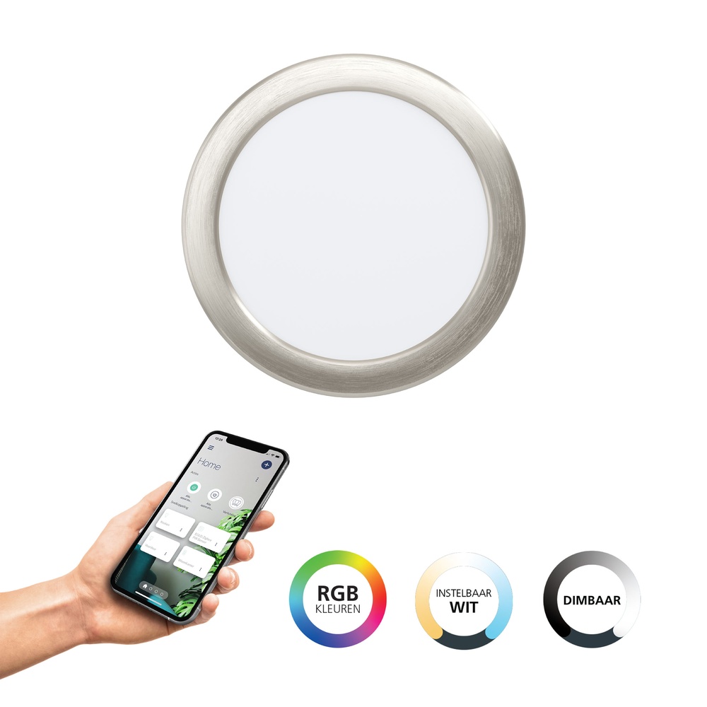 Eglo IP44 inbouw lamp Fueva 6-Z Zigbee - rvs - Ø 16,8cm - 901436