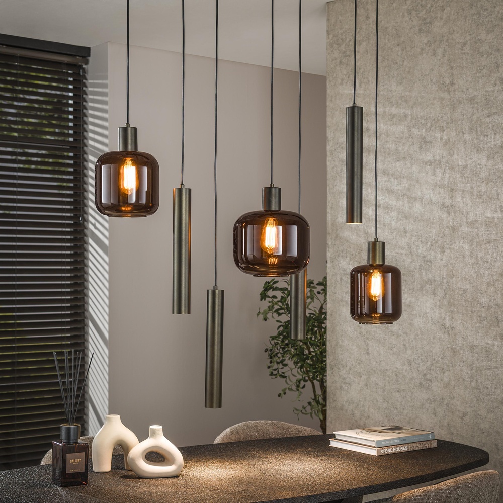 Lyora Hanglamp Bronza Sienna bruin - donker glas - 8431/90