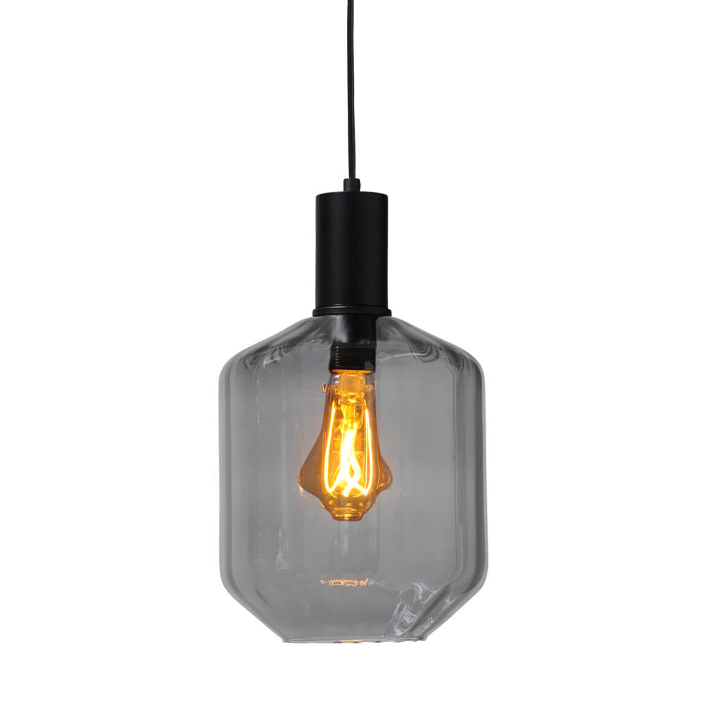 Masterlight Hanglamp zwart Porto met Jagger smoke glas - Ø 19cm - 2710-05-05-11