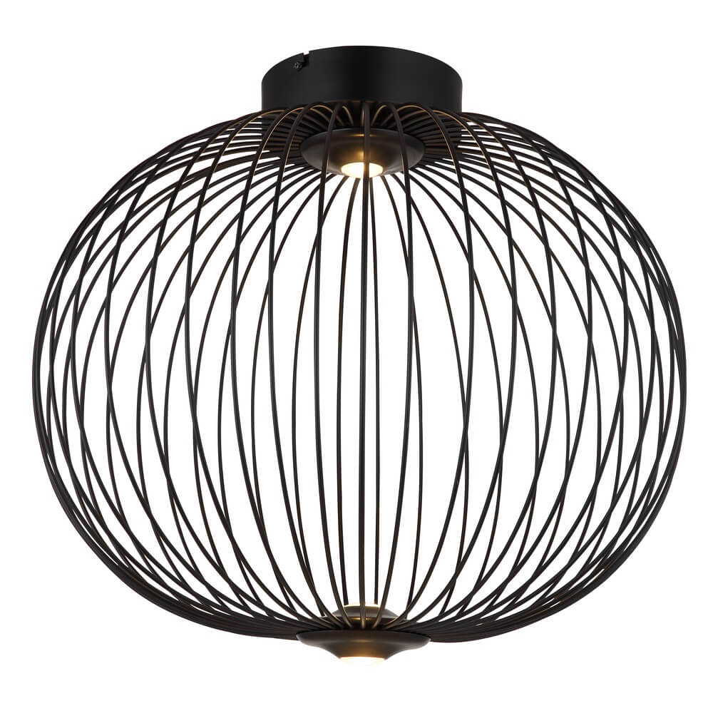 Globo Zwarte plafondlamp Galway enkel kooi Ø 50cm - 15652D1