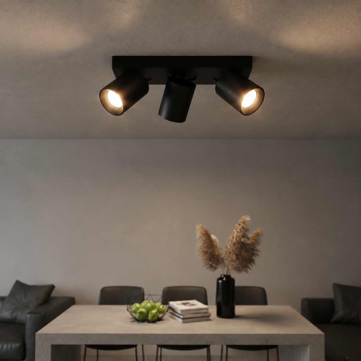 Artdelight 3-lichts opbouwspotMegano zwart - PL MEGANO3 ZW