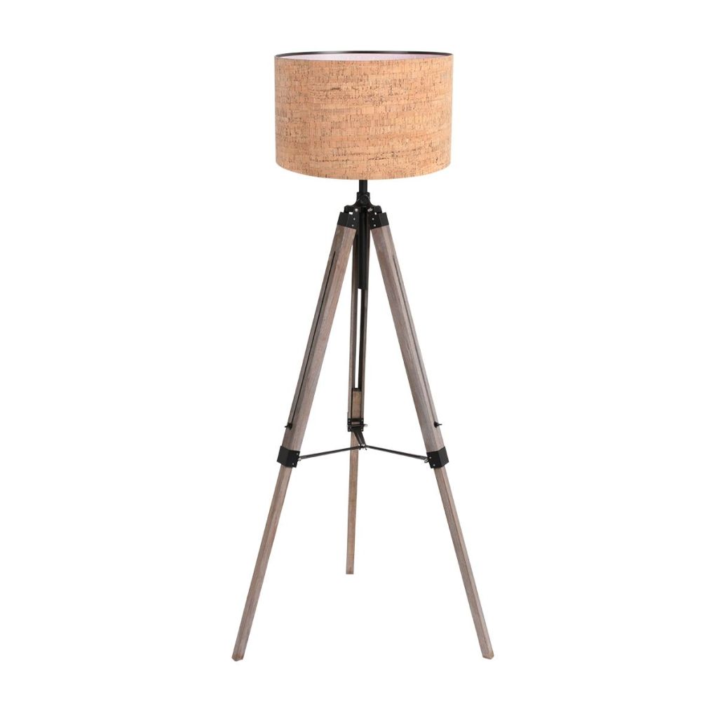 Steinhauer Tripod vloerlampTriek met kurk kap Ø40cm - 4344ZW
