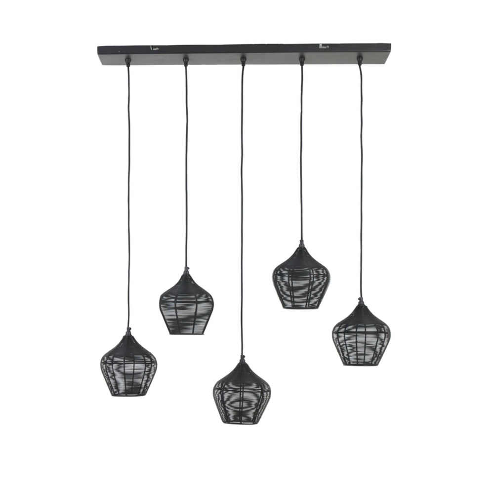 Light & Living Hanglamp Alvaro 5-lichts zwart - 2956812