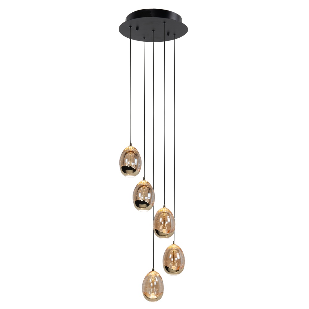 Highlight Hanglamp Golden Egg zwart 5-lichts - H5457.01
