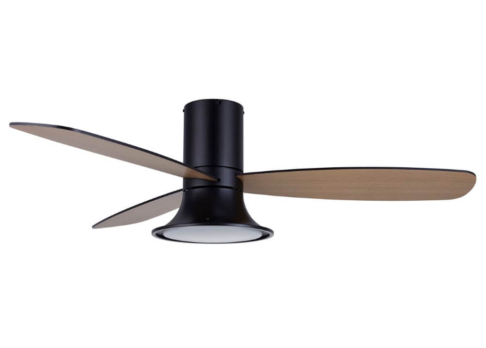 Beacon Zwarte ventilator met lamp Flusso Ø 132cm - 210662