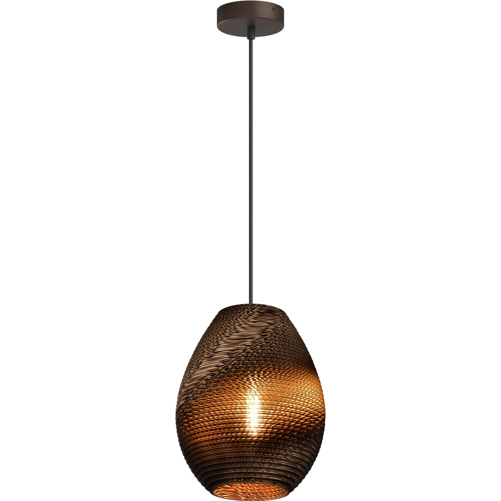 1-lichts hanglamp Carta Pineapple Think-paper cacao Ø 24cm