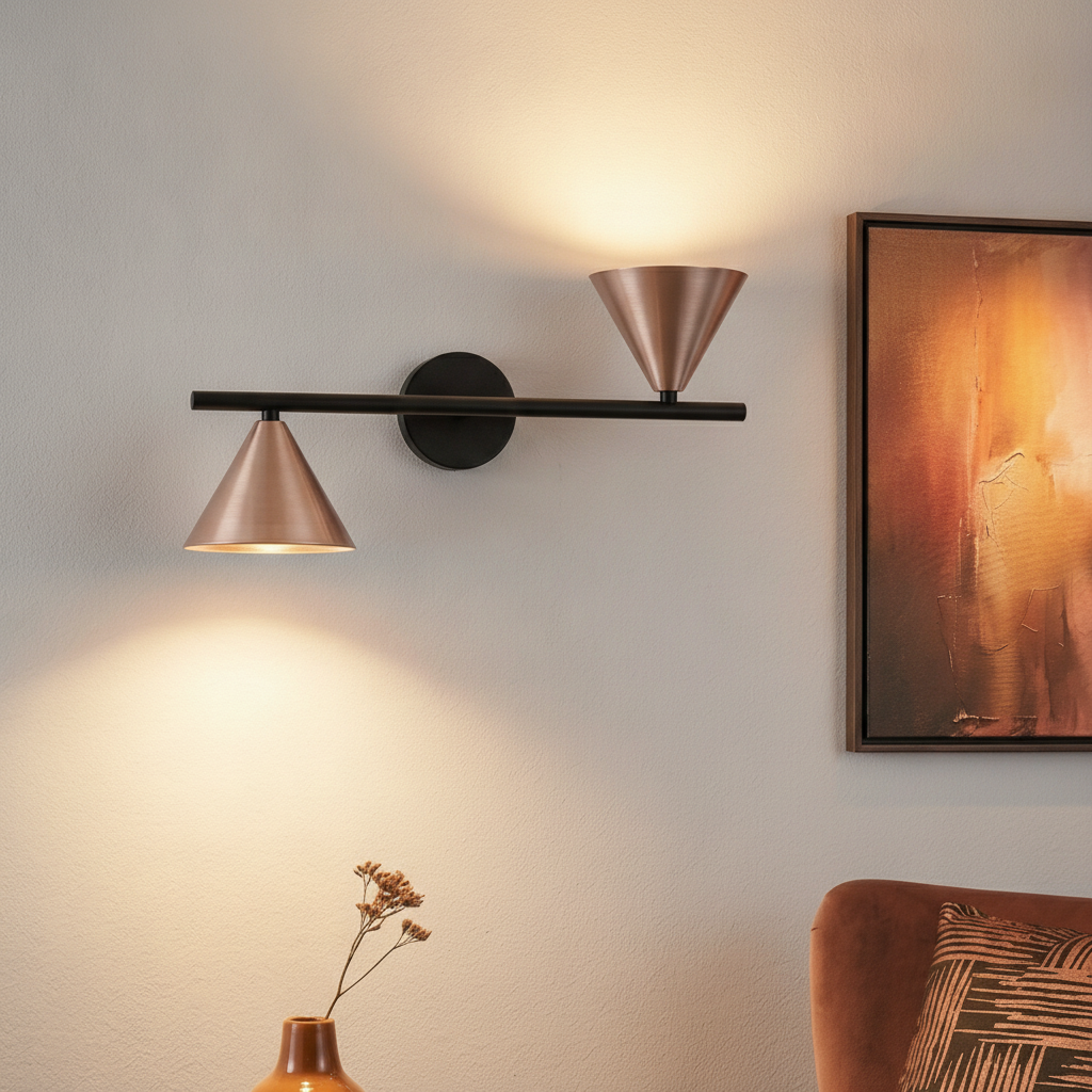 Lyora WandlampConico dubbel zwart met koffiebruin - 9011429