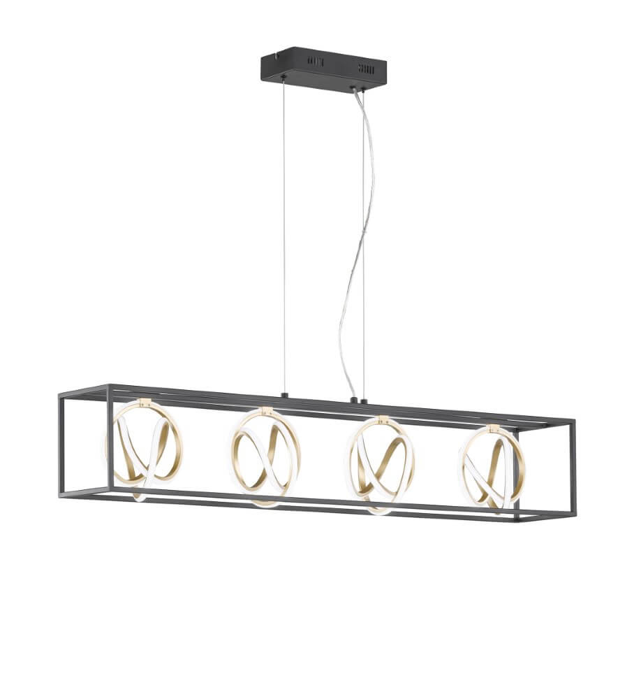 Fischer & Honsel Design hanglampGisi 110cm zwart met goud - 60606 afbeelding