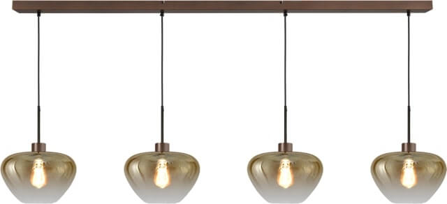 Masterlight 4-lichts hanglamp Genua bruin met goud glas Ø 29cm - 2971-15-15-160-4-29