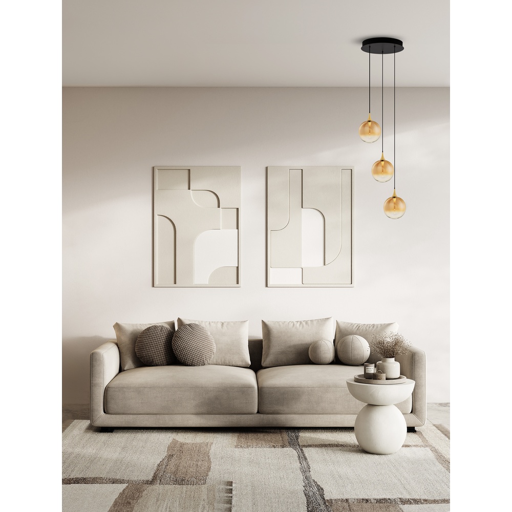 Lyora HanglampOrenda 3-lichts amber glas - 9416960