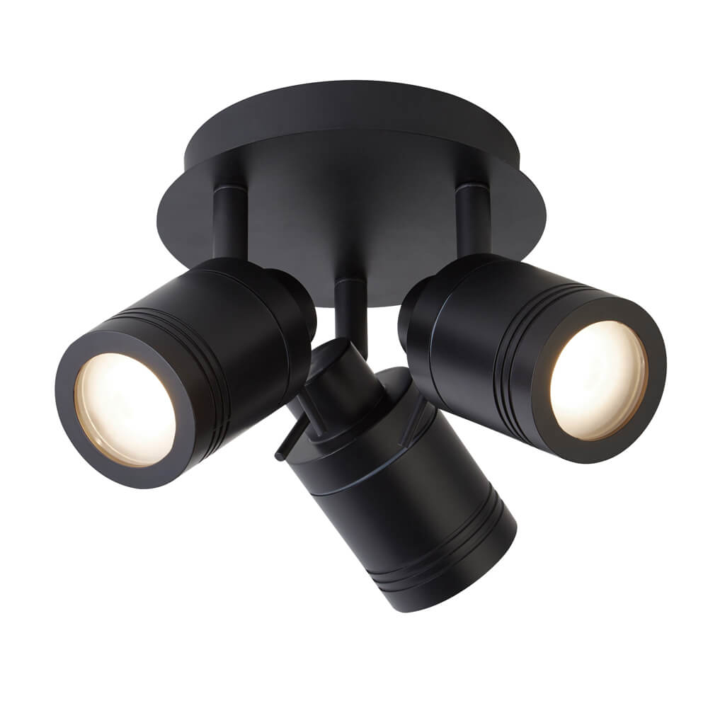 Searchlight Badkamer plafondspot Samson 3-lichts zwart - 6603BK