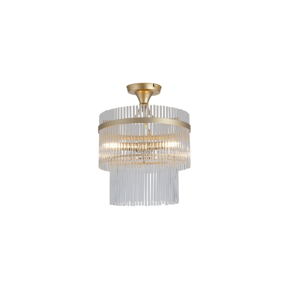 Searchlight PlafondlampLara goud met helder glas - 11300-3GO