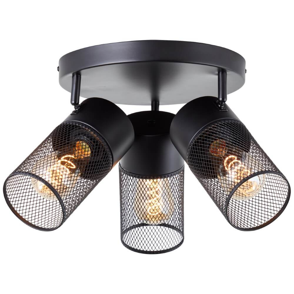 Brilliant Zwarte plafondlamp Kamolo 3x E27 - 99725/76