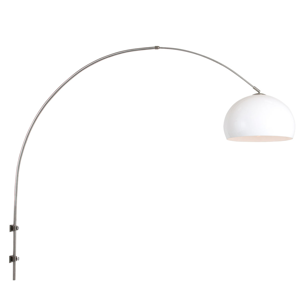 Steinhauer Wand BooglampSparkled RVS met lampenkap wit - 8200ST