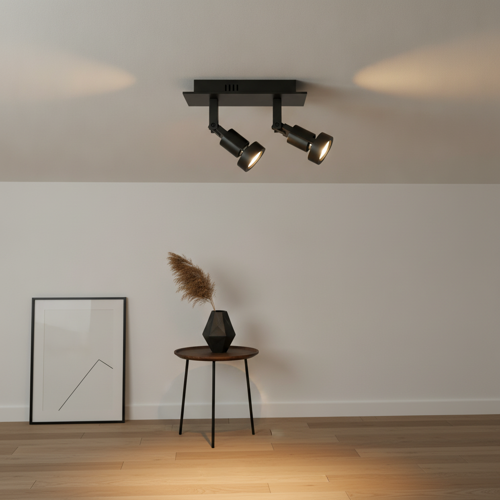 Artdelight Zwarte opbouwspot Tech 2-lichts - PL TECH2 ZW