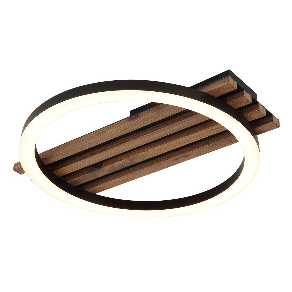 Globo Plafondlamp Tisha enkel zwart met hout - 67353D1