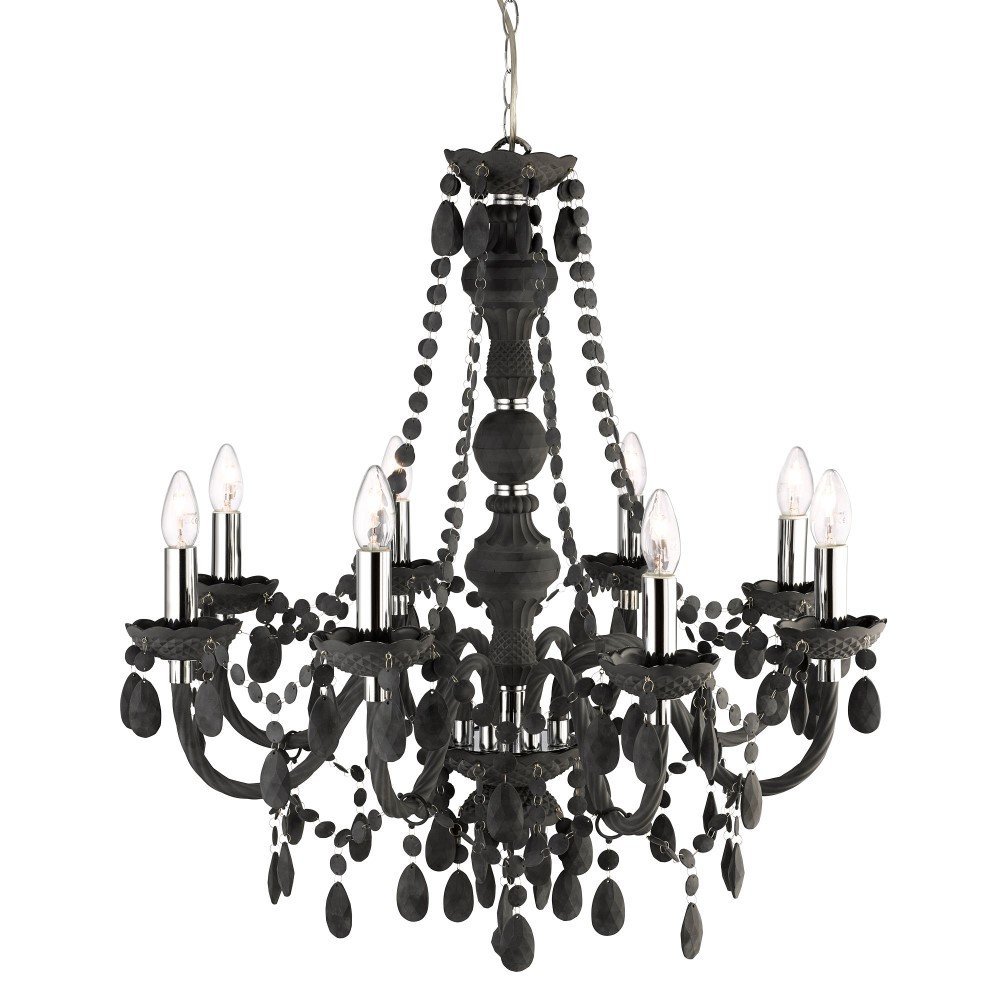 Searchlight Grote kroonluchter Marie Therese Ø 74cm zwart - 8888-8GY