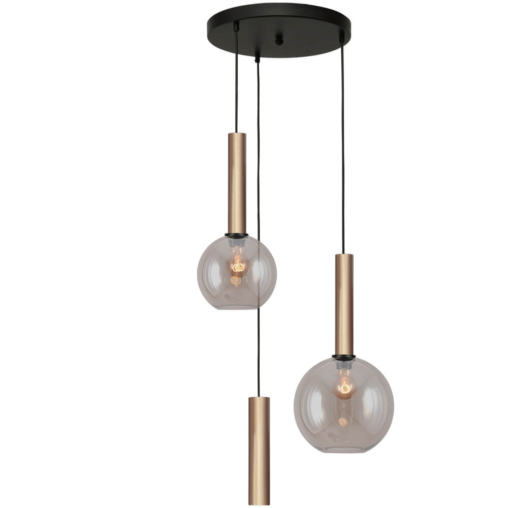 Masterlight Vide hanglamp Bella 2 Messing goud met goud glas - 2982-02-35-3-RG10222
