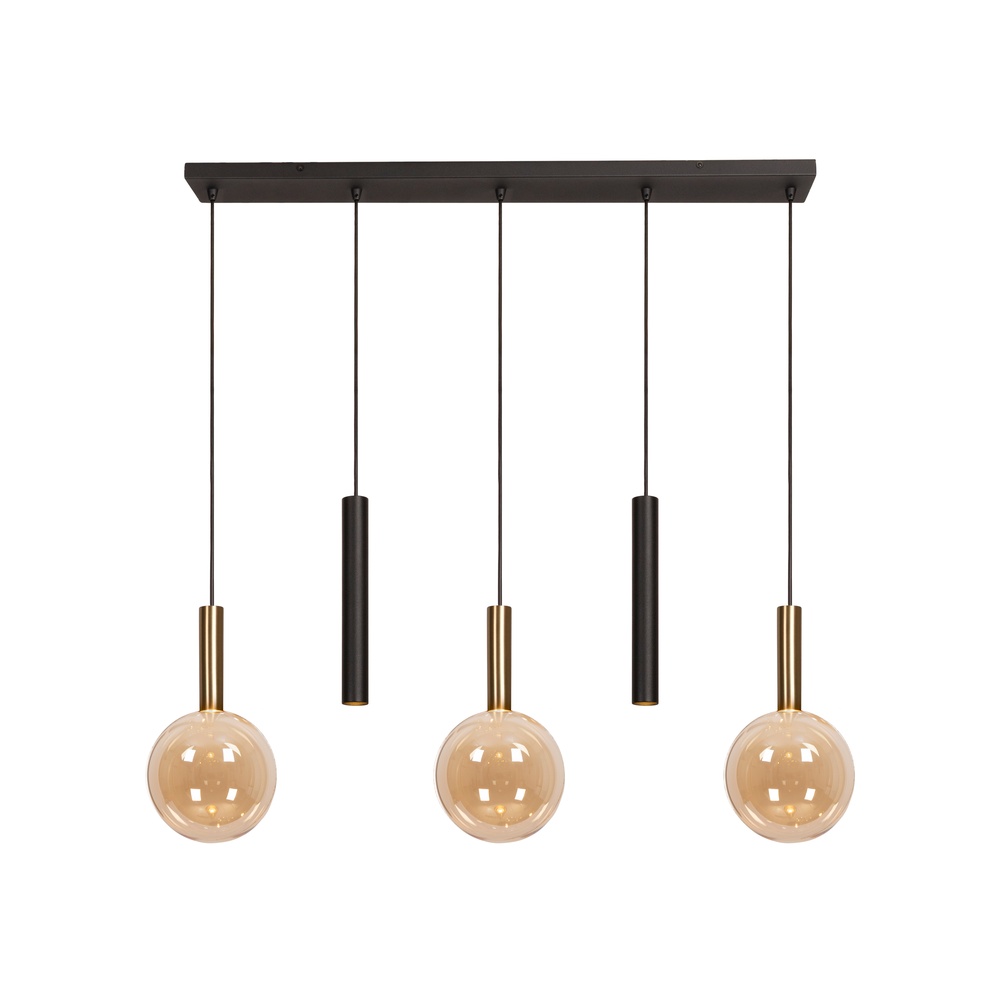 Lucide Vibes 5-lichts hanglampJosiane zwart met goud - 21441/05/62