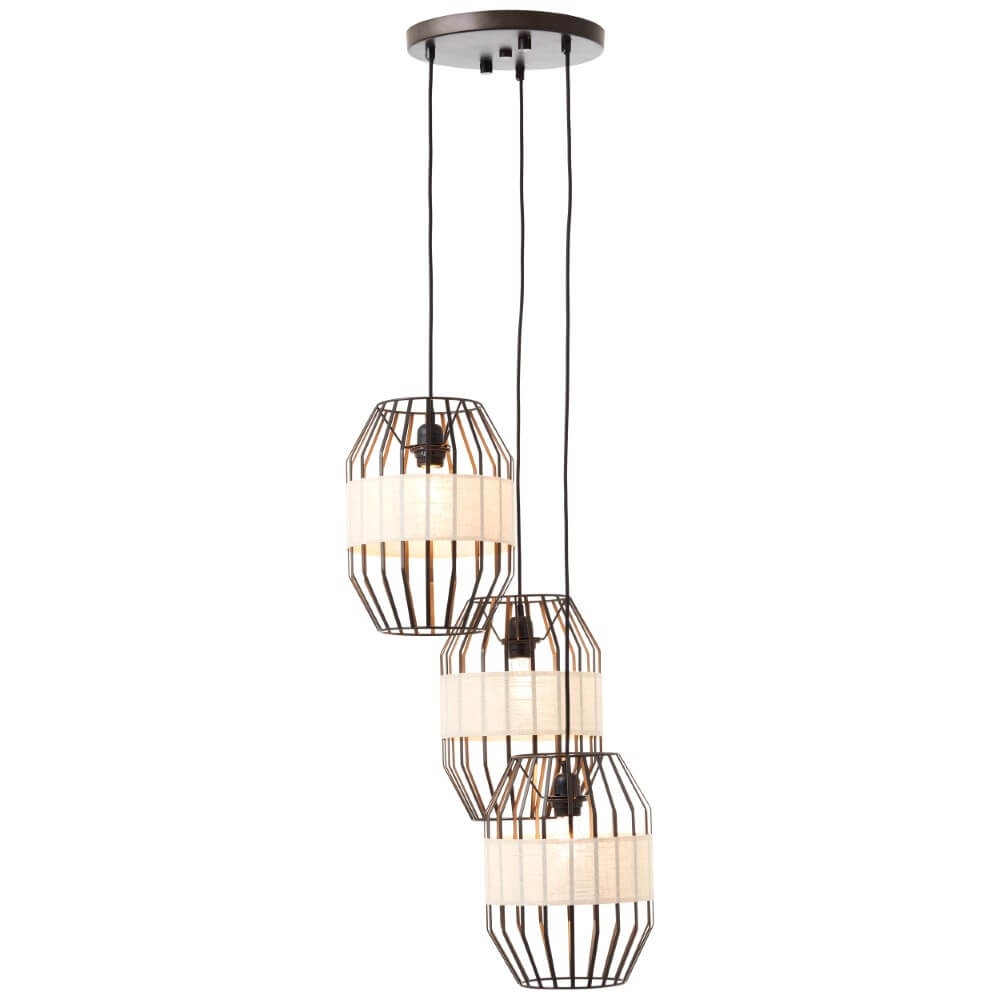Brilliant HanglampSlope 3-lichts zwart met zandkleur - 99479/76